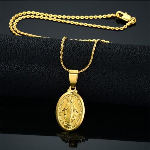 Religious Virgin Mary Pendant Necklaces for Women Gold Color Madonna Chokers Christian Jewelry Collier Femme 2020 Dropshipping