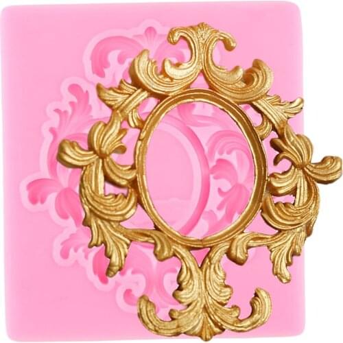 3D Frame Border Silicone Molds Scroll Relief Cupcake Topper Fondant Mold Cake Decorating Tools Candy Resin Clay Chocolate Moulds