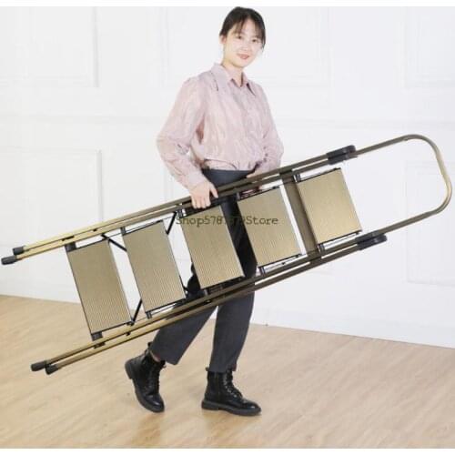 Ladder Household Folding Telescopic Aluminum Alloy Herringbone Ladder Thickened Indoor Multi-function Staircase Five Step Small