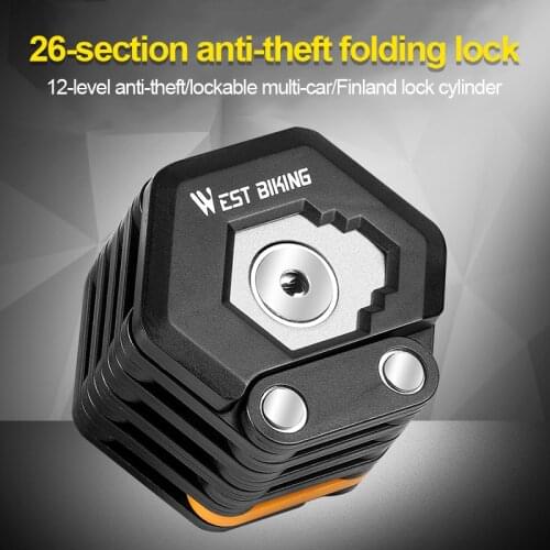 Folding Lock Bicycle Lock Mountain Bike Electric Car Chain Lock Motorcycle Battery Car Anti-theft Key Lock Bicycle Accessories