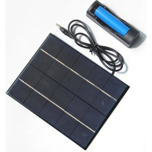 BUHESHUI New 3.5W 5V Solar Panel Solar Cell With DC 3.5MM Base For 18650 Rechargeable Battery Charging 2PCS/Lot Free Shipping
