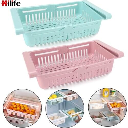 Telescopic kitchen Storage Rack Fridge Organizer Shelf Storage Refrigerator Drawer Food Fruit Snack Container Holder