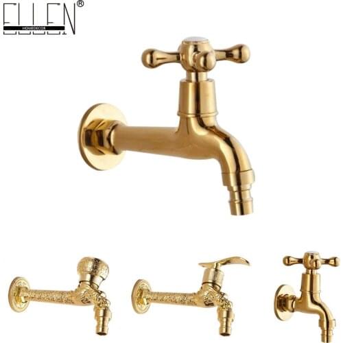 Vidric Golden Washing Machine Crane Decorative Outdoor Faucet Garden Bibcock Tap mop Faucet