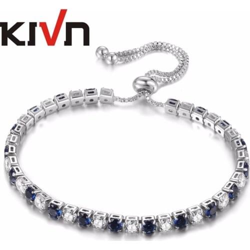 KIVN Fashion Jewelry 4mm CZ Cubic Zirconia Adjustable Women Girls Tennis Wedding Bridal Bracelets Promotion Birthday Gifts