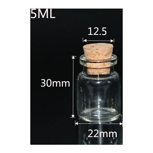 10pcs 22*30mm Cork Stopper Small Storage Glass Bottle Tiny Glass Jars with Cork Decorative Wish Glass Jars Vials for Decoration