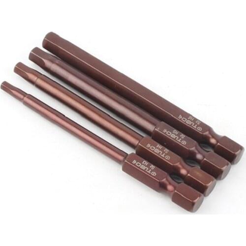 10Pcs Hex screw Bits with hole L75-150MM H3 H4 H5 H6 Magnetic S2 Steel 1/4" Hex Shank Allen security bit