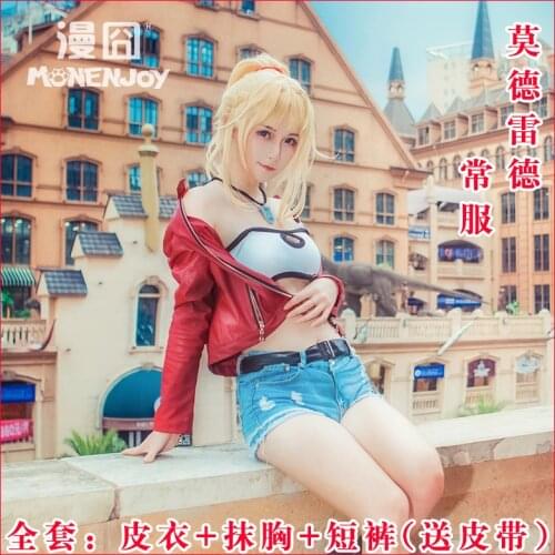 2021 New Mordred FGO Fate/Apocrypha cosplay Saber Servant Mordred cosplay costume coat shorts crop top tupe top daily suit