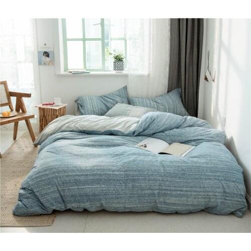 3/4pcs 100% Cotton Duvet Cover Set Jersey Knitted Bedding Sets Single Queen King Size Bedsheet Reversible Quilt Covers Bed Linen