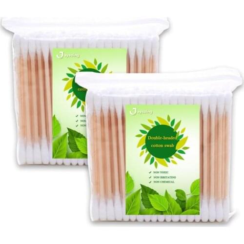 500/200/100Pcs Disposable Double Headed Cotton Swabs Makeup Cotton Buds Nose Ear Cleaning Wood Sticks Cotton Swabs Cotonete