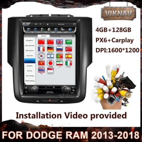 4GB+128GB Android 9.0 Car Radio for Dodge RAM 2013-2018 Stereo Receiver Multimedia Player Vertical Touch Screen GPS Navigation