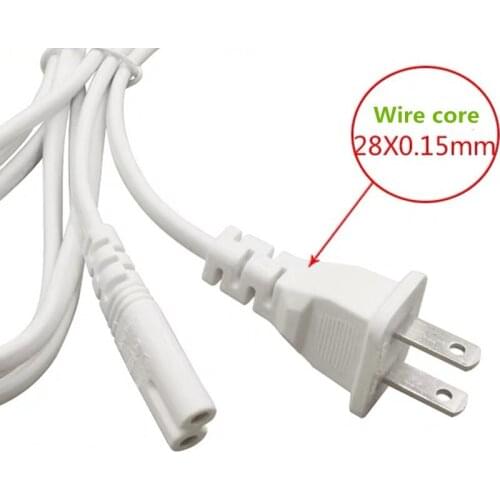 White 1.5M US America 2-Prong Port AC Power Cord Cable Slim Power Cable for most printer & laptop AC power adapters