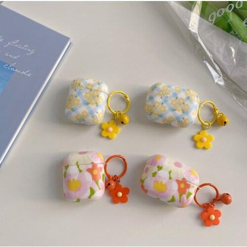 For AirPods 1/2/3 Earphones Case Vintage Flowers Chain Headset Case for Airpods Pro Soft IMD Cover air pods 2 fundas