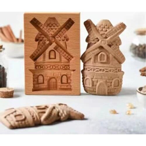 Wooden Gingerbread Cookie Mold Press Cake Embossing Baking Mold Tools Rose Flower Gingerbread Biscuit Cookie Stamp