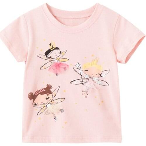Jumping meters Girls Shirt Baby Cotton Summer Clothing Princess Toddler Fashion Cute Children Soft treatment Breathable Clothes