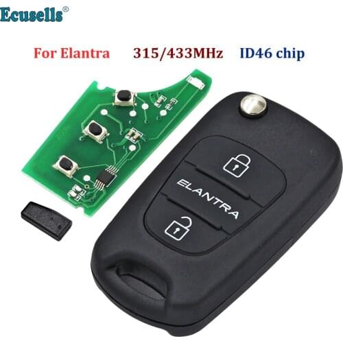 Remote Key 315MHz OR 433Mhz for Hyundai Elantra with ID46 CHIP