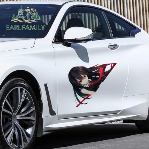 EARLFAMILY 43cm x 35cm Anime Akame Ga Car Stickers Cartoon Peek Girl Decals Car Head Body Window Trunk Car Wrap Decoration
