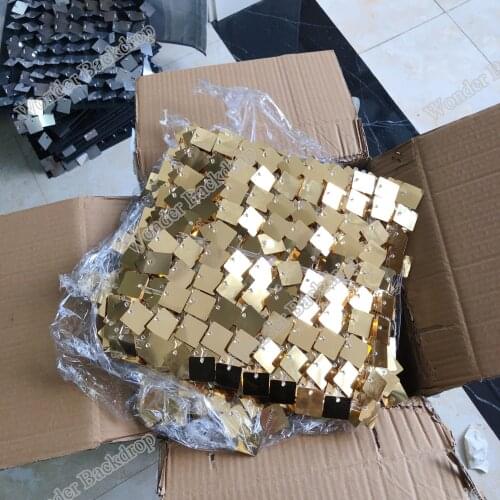 Gold color sequin panel with clear grid back wedding backdrop party background shimmer sequin wall for photo booth