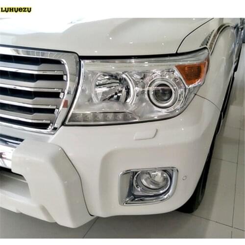 Luhuezu Chrome Front Fog Lamp Cover Trim Rear Fog Light Cover For Toyota Land Cruiser V8 LC 200 Accessories 2012 2013 2014 2015