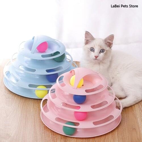 Cat Toy 4 Levels Pets Toy Cat Turntable Funny Tower Tracks Disc Training Intelligence For Cats Toy Plate Cat Ball Pet Supplies