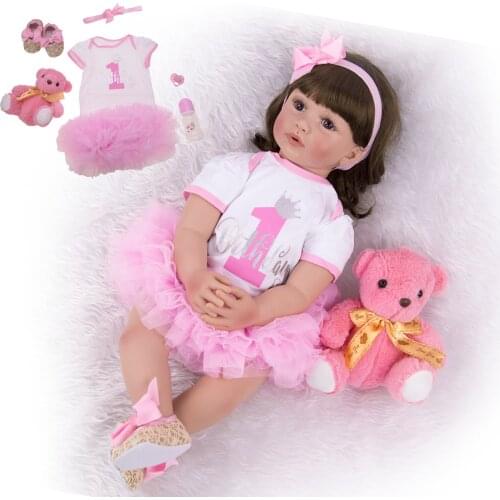 KIEUMI 24 Inch Silicone Reborn Baby Dolls 60 cm Models Lifelike Princess Reborn Menina For Kids Birthday Party Gifts Playmates