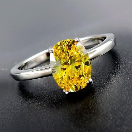 2020 Fashion For Women Rings 6*8MM 2CT Oval Radiant Cut Citrine Silver Gemstone Wedding Birthday Fine Jewelry Gifts