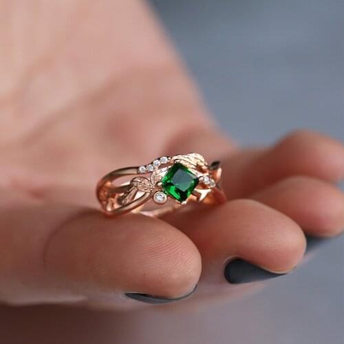 Square Zircon Ring For Women Hollow Rings Female Fashion Fingers Gecorations Golden Jewelry Accessories Rhinestone Wedding Band