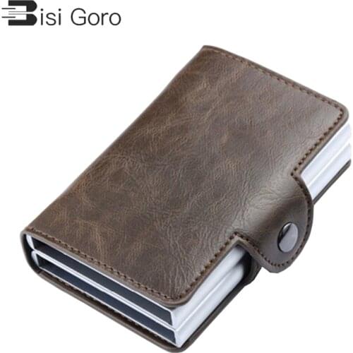 BISI GORO 2021 Vintage Business 2 Aluminum Wallet for Credit Card Holder Card Wallet Case ID Metal Credit Card Holders With RFID