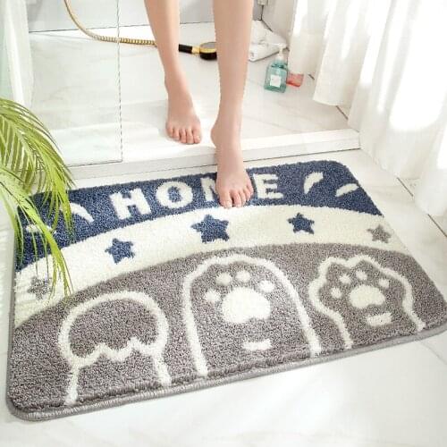 Foot Print Bath Mats,Non-slip Bathroom Carpet Toilet Tapete Para Banheiro, Cute Cartoon Bathroom Rug Microfiber Bath Pad
