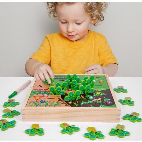 Montessori Creature Blocks Pull Carrots Worms Game Magnetic Wooden Toys Early Learning Aids Kids Baby Toys Boys And Girls Gift