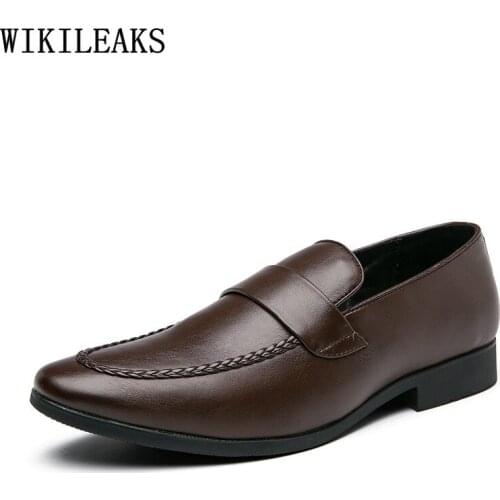Black Loafers Men Dress Shoes Leather Designer Slip on Shoes Men Brown Men Wedding Shoes 2021 Chaussure De Homme Zapatos Hombre