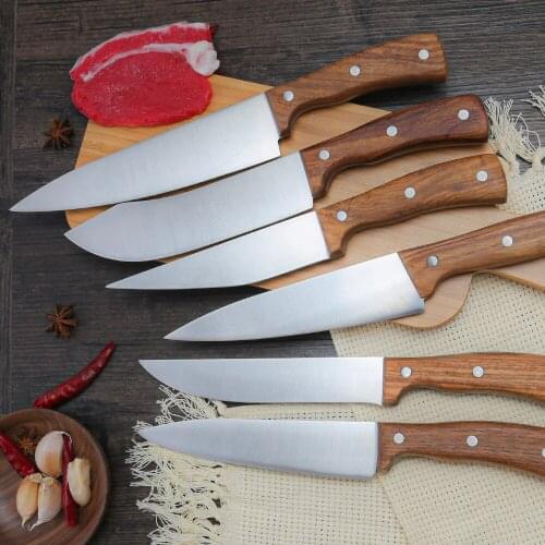 Damask Kitchen knives Set Professional Chef Slicing Boning Knives 5Cr15 Stainless Steel Wood Handle Sanding Blade Meat Cleaver