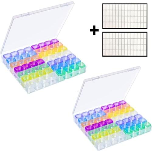 New 28/56 Lattices Diamond Embroidery Accessories Pen Sticker Funnel Diamond Painting Box Cross Stitch Cases Storage Organizer