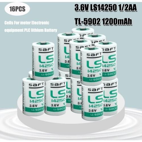 16PCS SAFT LS14250 PLC industrial automation equipment CNC machine Battery 3.6V 1/2AA Lithium Battery