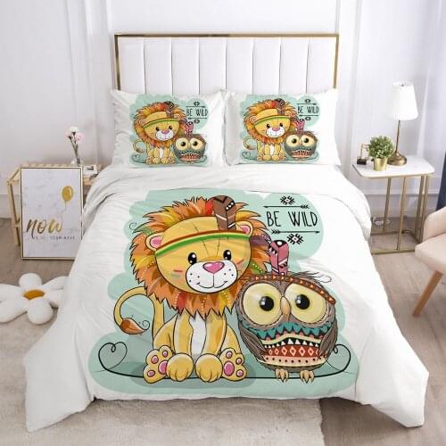 Quilt Covers Pillowcase White Bedding Set Duvet Cover Sets Comforter Case Bed Linen Twin Double Size 3D Kid Cartoon Home Textile