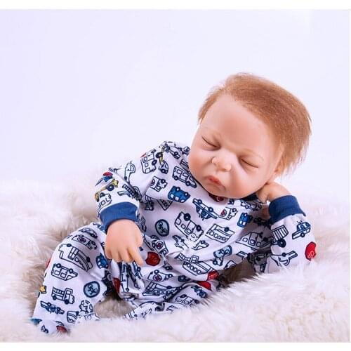 Awesome doll soft silicone vinyl dolls 48cm cool boy realistic toddlers silicone reborn babies dolls closed eyes sleeping toys