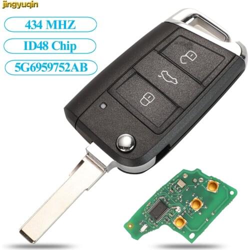 Jingyuqin Remote Car Key Control 434MHz MQB ID48 For VW Seat Golf 7 MK7 Touran Polo Tiguan 5G6959752AB BB Keyless-go/Semi-smart