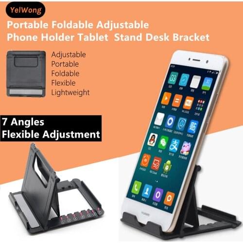 Yelwong Multi-angle Adjustable Phone Holder Portable Tablet Stand Foldable Desk Bracket Cradle Clamp for iPhone iPad Xiaomi