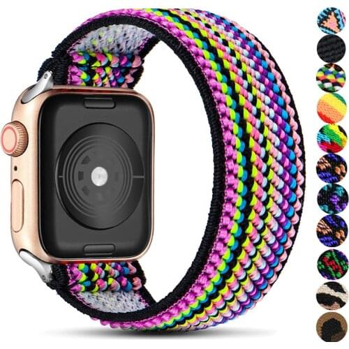 Strap for Apple watch band 40mm 38mm 44mm 42mm Bohemia Elastic belt solo loop Scrunchie bracelet correa iWatch series 3 4 5 se 6