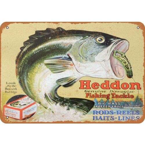 8x12 Inches1931 Heddon Fishing Tackle Vintage Look Metal Sign
