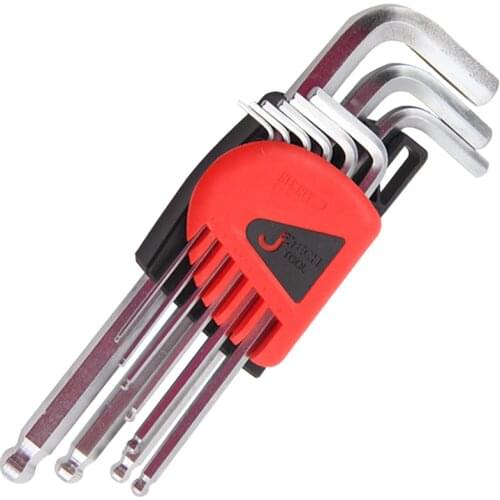 Ball-End Hex Allen Key 9Pcs 1.5mm-10mm L Wrench Set Torque Metric With Sleeve Hand Tools Internal Hexagonal Wrench
