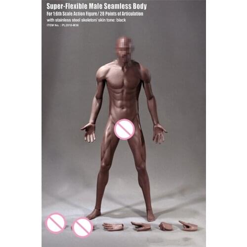 TBLeague 1/6 Super-Flexible Male Seamless Body-M36A/M36 with Stainless steel Skeleton Suntan/Black Skin Model for 1:6 Head
