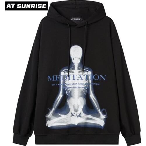 2021 Men Women Hip Hop Hoodie Sweatshirt Men Streetwear Skeleton Graphic Pullover Harajuku Cotton Hooded Hoodie Sweatshirt black