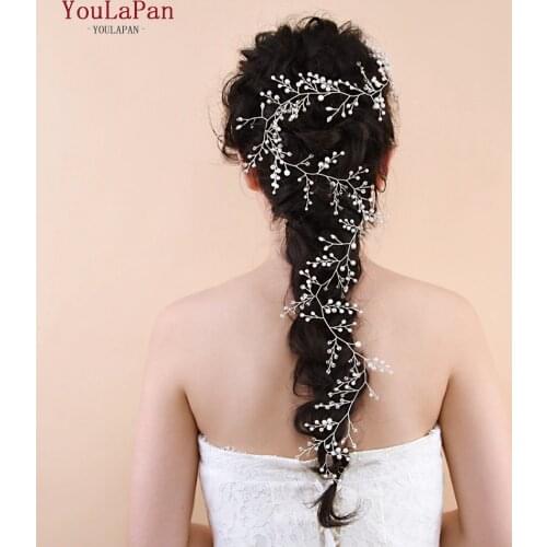 TOPQUEEN HP120-S Wedding Hair Vine Bridal hair accessory Bridal Headpiece Handmade Pearls and Crystal Beaded Silver Color