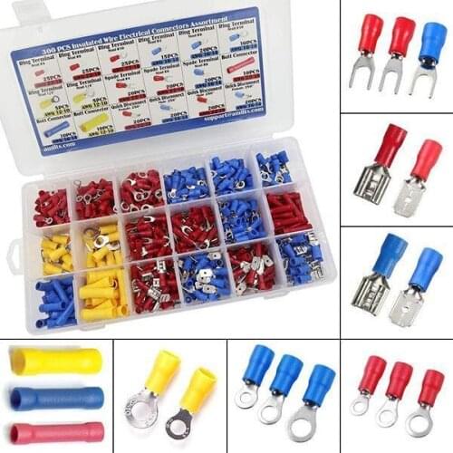 Universal Insulated Wire Electrical Connectors Connectors Ring Terminals Assortment-Kit Spade Electrical-Crimp Full-Insulated 28