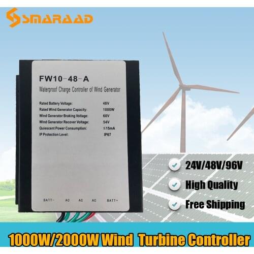 1000W 2000W 24V 48V 96V Waterproof Windmill Controller Wind Turbine Generator Charge Controller Wind Power Generator Regulator