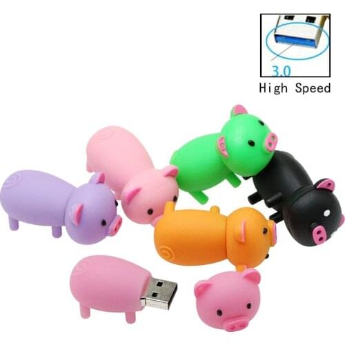 High Speed Pen Prive Cartoon Pink Pig Pendrive 4GB 8GB 16GB 32GB 64GB Usb Flash Drive USB 3.0 Flash Memory Stick 128GB Disk Gift