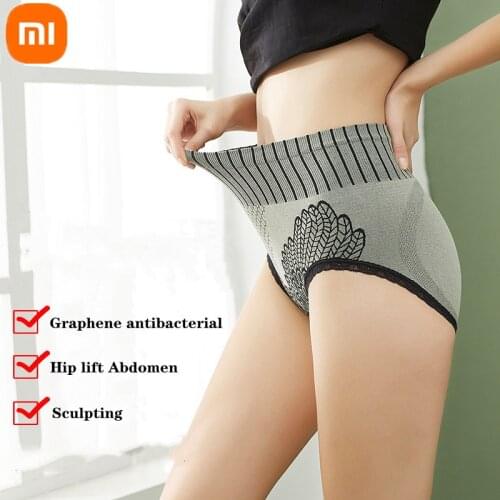 Xiaomi mijia graphene antibacterial panties womens high-waisted abdomen hip-lifting lace large size underwear warm palace pants