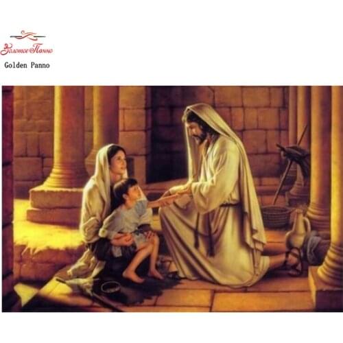 Golden Panno New Year Gift DIY 5D Diamond Embroidery Religion Icons Crystal square Diamond Painting Cross Stitch Needlework 09