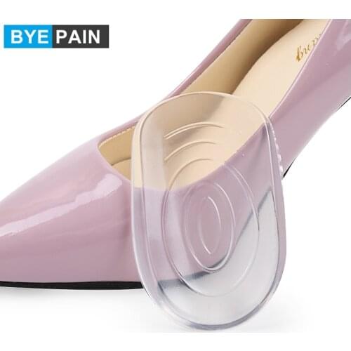 1Pair Silicone Gel Half Heel Insole for Plantar Fasciitis, Sore Heel Pain, Bone Spur & Achilles Pain - Shock Absorbing Pads
