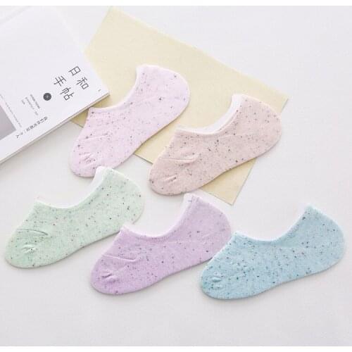 10 pieces = 5 pairs NEW ARRIVED 2016 color points in yarn, cotton summer socks women sock slippers silicone socks